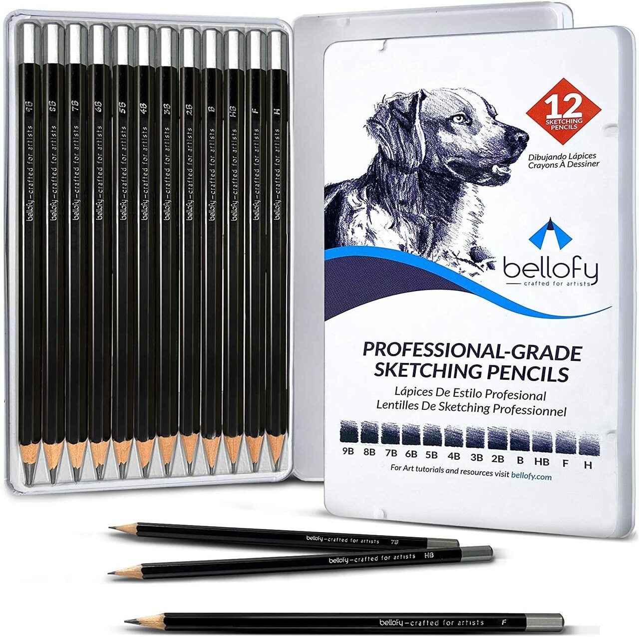 12-Piece Professional Graphite Sketching Pencil Set for Artists